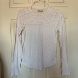 Abercrombie Kids Ribbed White Lace Long Sleeve Top